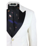 Rosa - Blazer de jantar masculino em veludo macio cor creme marfim com 1 botão.