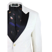 Rosa - Blazer de jantar masculino em veludo macio cor creme marfim com 1 botão.