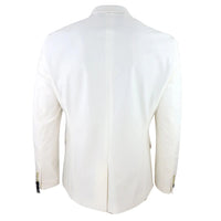 Rosa - Blazer de jantar masculino em veludo macio cor creme marfim com 1 botão.