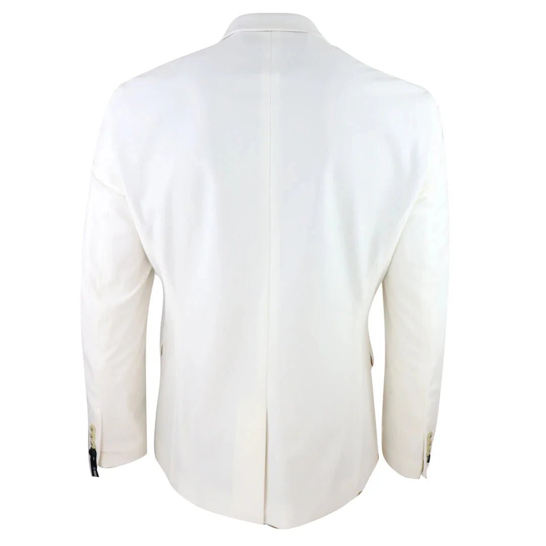 Rosa - Blazer de jantar masculino em veludo macio cor creme marfim com 1 botão.