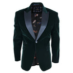Rosa - Blazer de jantar masculino em veludo macio verde-oliva com 1 botão.