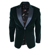 Rosa - Blazer de jantar masculino em veludo macio verde-oliva com 1 botão.