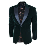 Rosa - Blazer de jantar masculino em veludo macio verde-oliva com 1 botão.