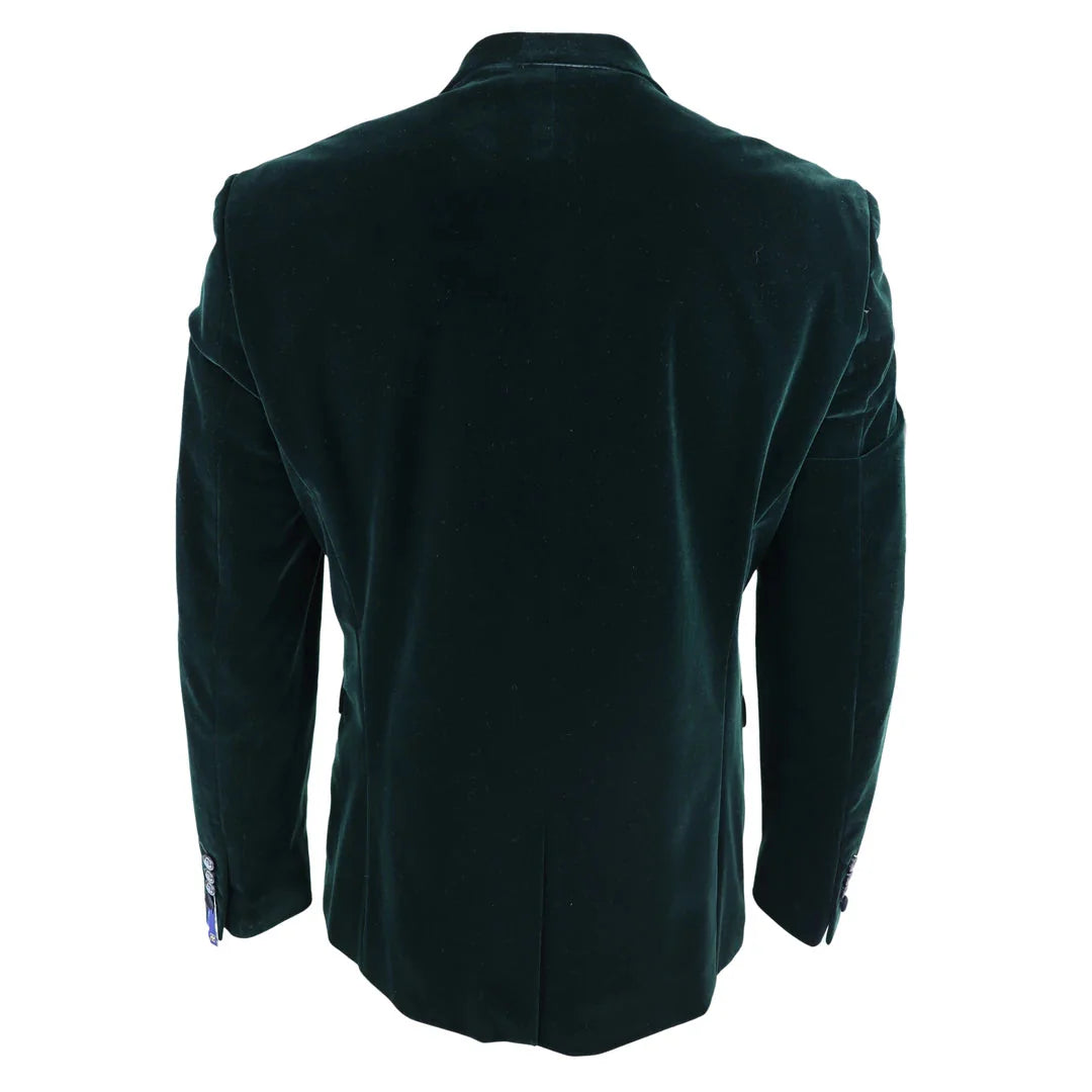 Rosa - Blazer de jantar masculino em veludo macio verde-oliva com 1 botão.