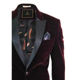 Rosa - Blazer de jantar masculino em veludo macio preto e bordô com 1 botão.