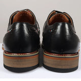Ross - Sapatos Brogue Masculinos em Couro Preto com Estampa Floral de Caveira