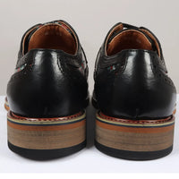 Ross - Sapatos Brogue Masculinos em Couro Preto com Estampa Floral de Caveira