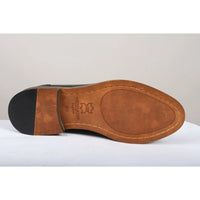 Ross - Sapatos Brogue Masculinos em Couro Preto com Estampa Floral de Caveira