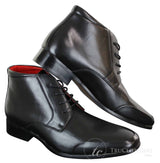 Rossellini Aldo Botas Chelsea de Cano Curto com Cadarço para Homens em Couro Castanho Claro e Preto - Estilo Casual Elegante