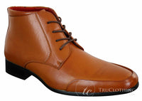 Rossellini Aldo Botas Chelsea de Cano Curto com Cadarço para Homens em Couro Castanho Claro e Preto - Estilo Casual Elegante