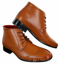 Rossellini Aldo Botas Chelsea de Cano Curto com Cadarço para Homens em Couro Castanho Claro e Preto - Estilo Casual Elegante