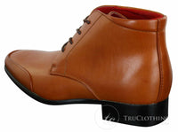 Rossellini Aldo Botas Chelsea de Cano Curto com Cadarço para Homens em Couro Castanho Claro e Preto - Estilo Casual Elegante