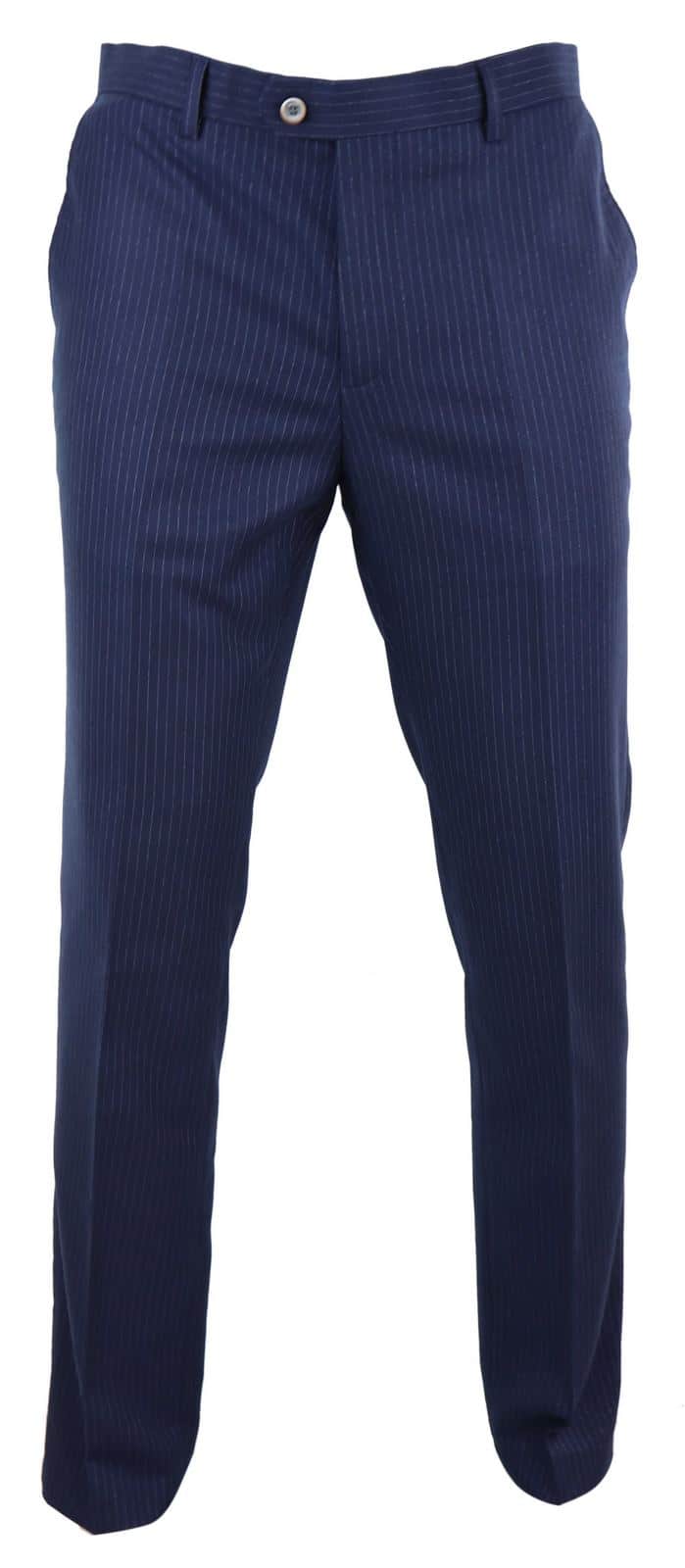 Calças masculinas azul-marinho com risca de giz - Cavani Rosselli