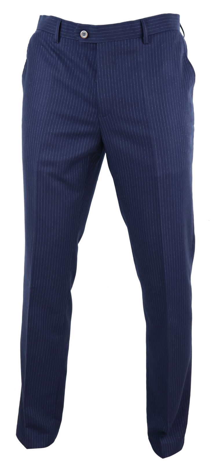 Calças masculinas azul-marinho com risca de giz - Cavani Rosselli