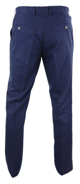 Calças masculinas azul-marinho com risca de giz - Cavani Rosselli