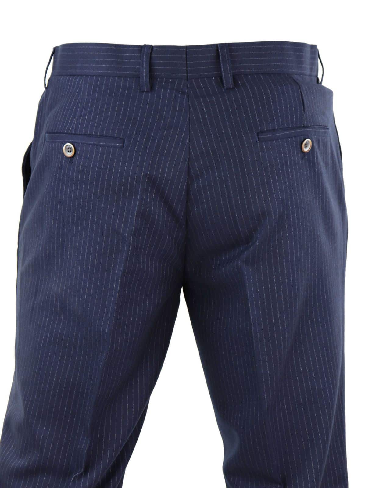 Calças masculinas azul-marinho com risca de giz - Cavani Rosselli