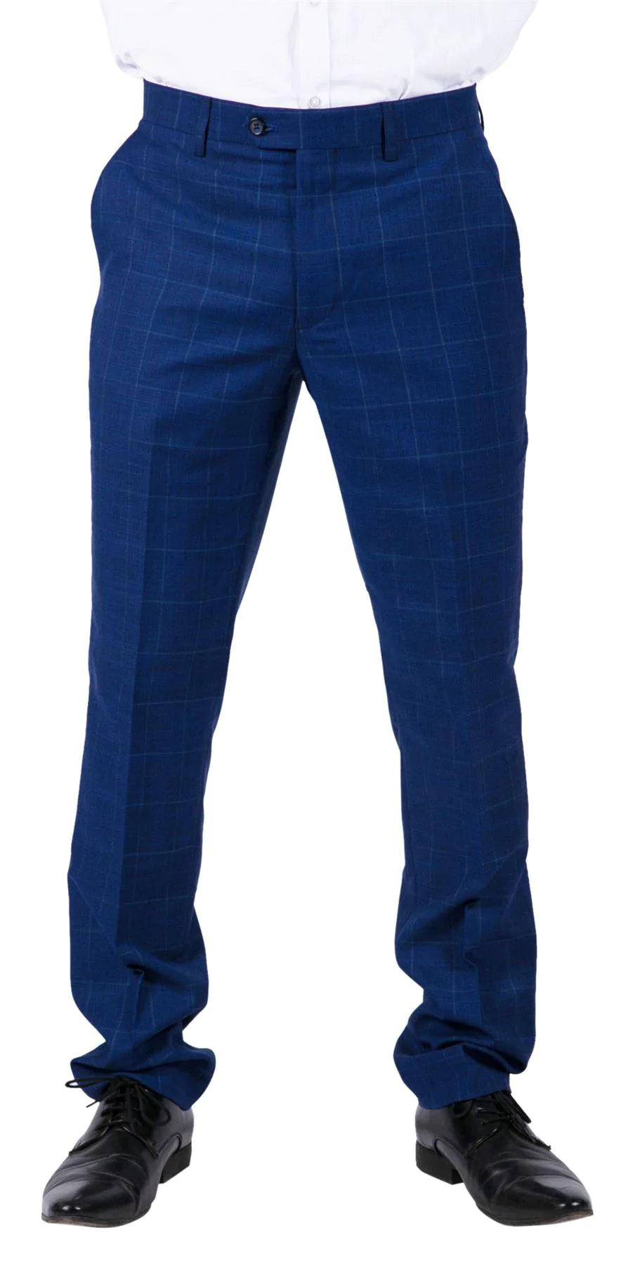 Rover - Calças de casamento azuis masculinas em tweed xadrez