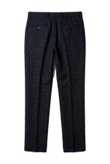 Ryan - Calças masculinas xadrez em tweed azul-marinho