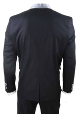 Terno masculino de 4 peças com lapela xale - Preto/Prateado