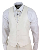 Terno masculino de 4 peças com lapela xale - Creme