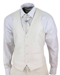 Terno masculino de 4 peças com lapela xale - Creme