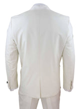 Terno masculino de 4 peças com lapela xale - Creme