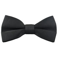 Gravata borboleta preta de cetim com clipe para camisa de smoking unissex masculina.