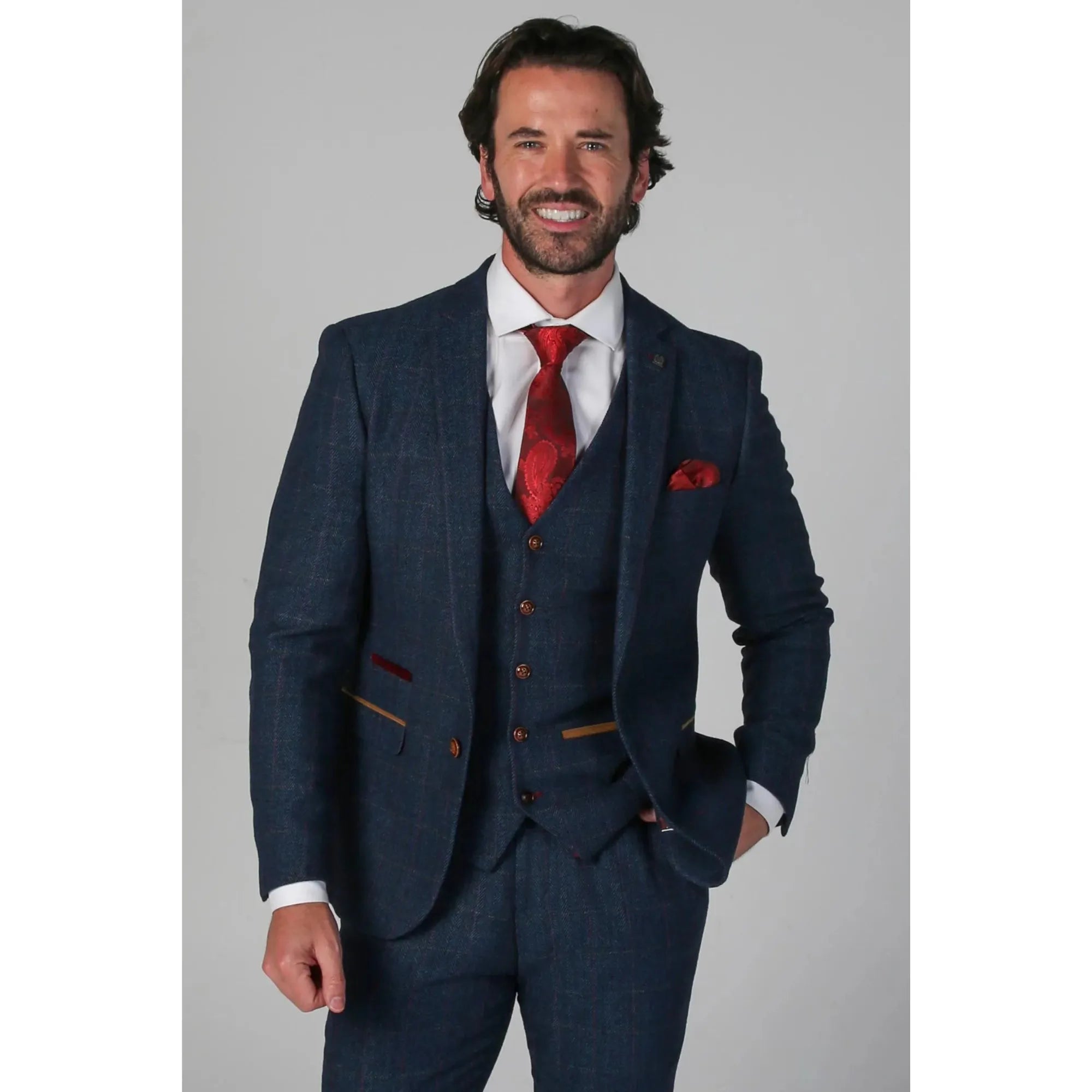 Scott - Blazer masculino xadrez em tweed azul