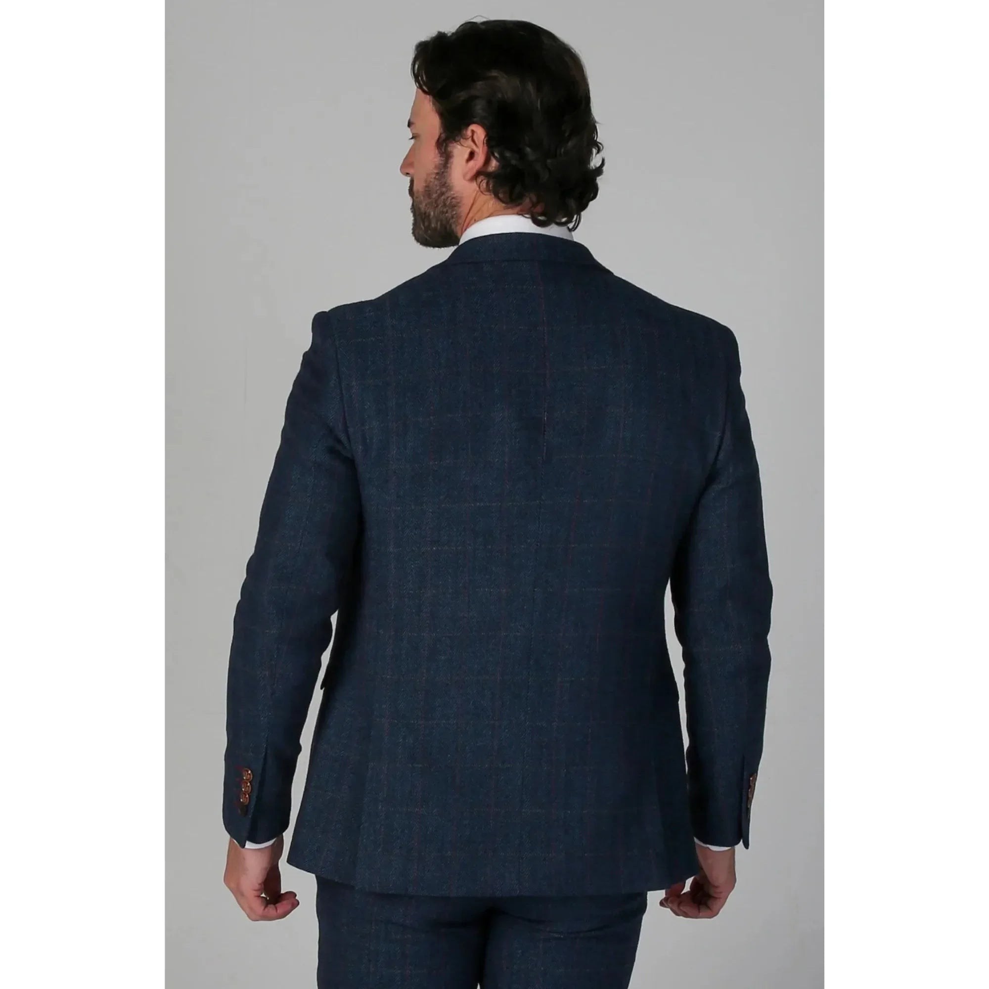 Scott - Blazer masculino xadrez em tweed azul