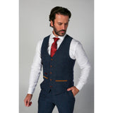 Scott - Colete masculino xadrez azul em tweed