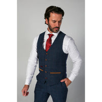 Scott - Colete masculino xadrez azul em tweed