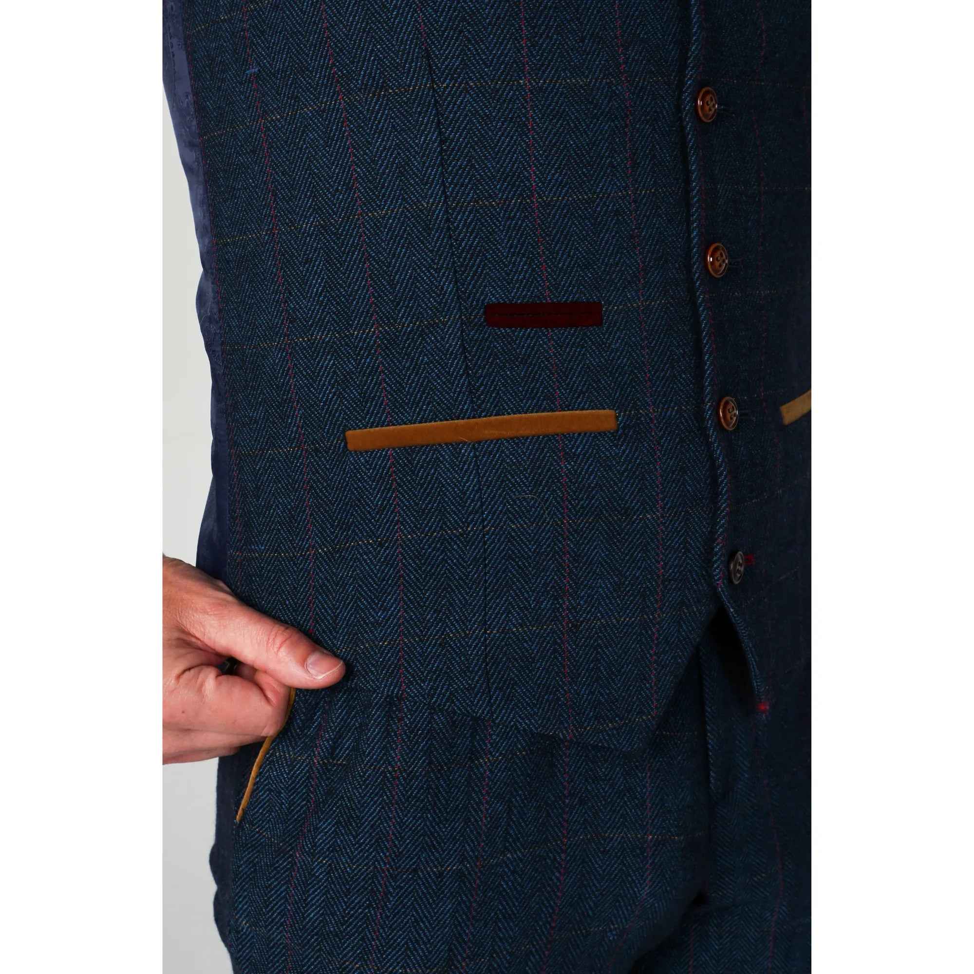 Scott - Colete masculino xadrez azul em tweed
