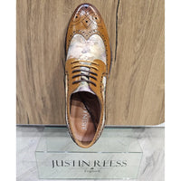 Scott - Sapatos Brogue Masculinos em Couro Marrom com Estampa Icônica
