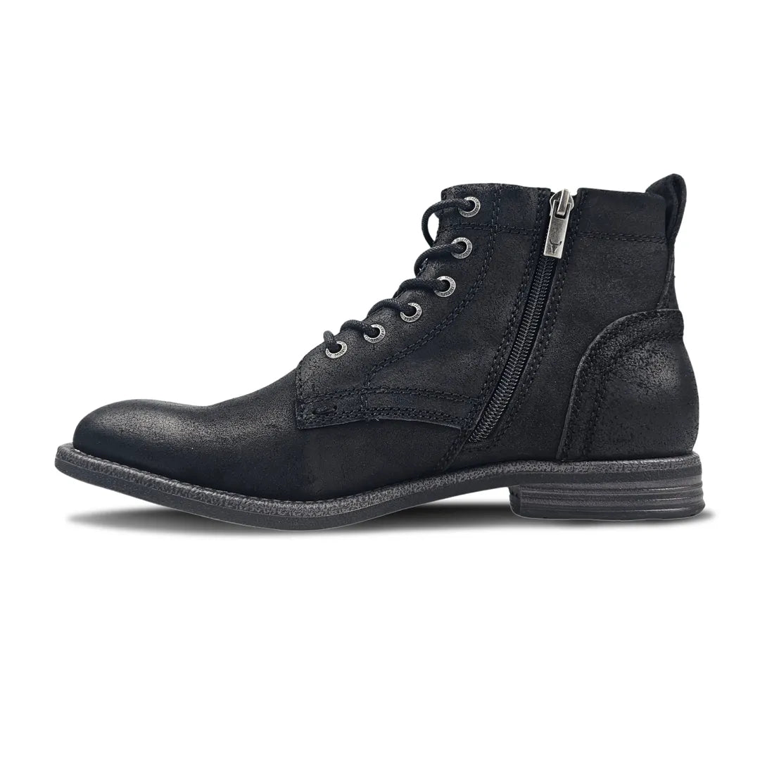 Sebastian - Botas Desert de Couro Pretas com Cadarço para Homem