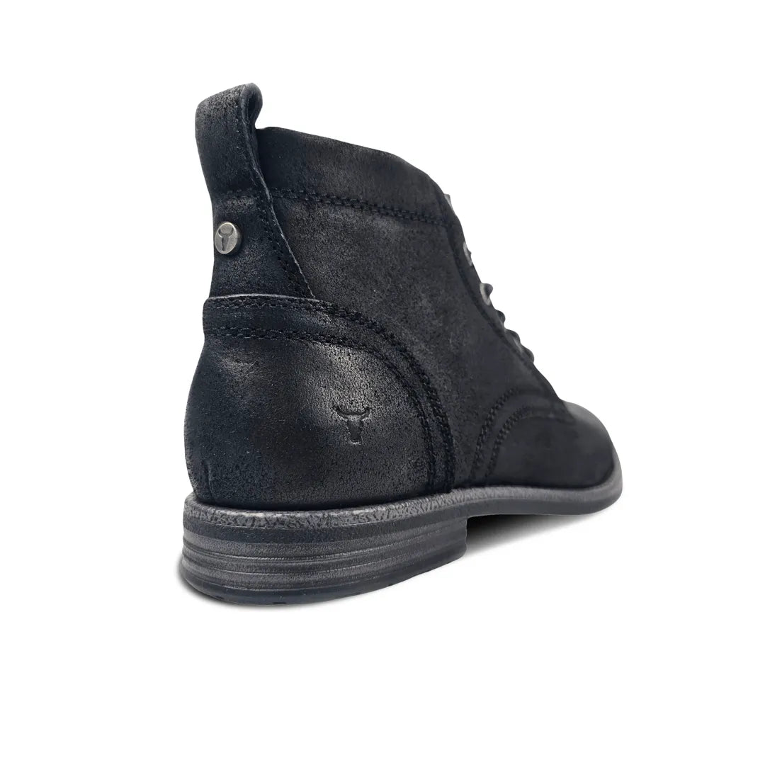 Sebastian - Botas Desert de Couro Pretas com Cadarço para Homem