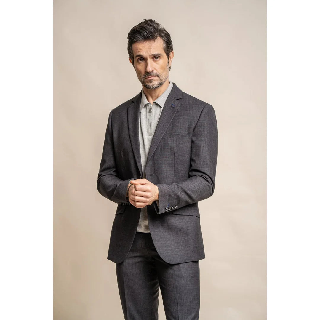 Seeba - Blazer Clássico Masculino Cinza-Escuro
