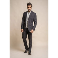 Seeba - Blazer Clássico Masculino Cinza-Escuro