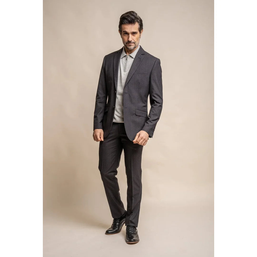 Seeba - Blazer Clássico Masculino Cinza-Escuro