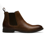 Sergio - Botas Chelsea Masculinas de Couro Marrom Sem Cadarço