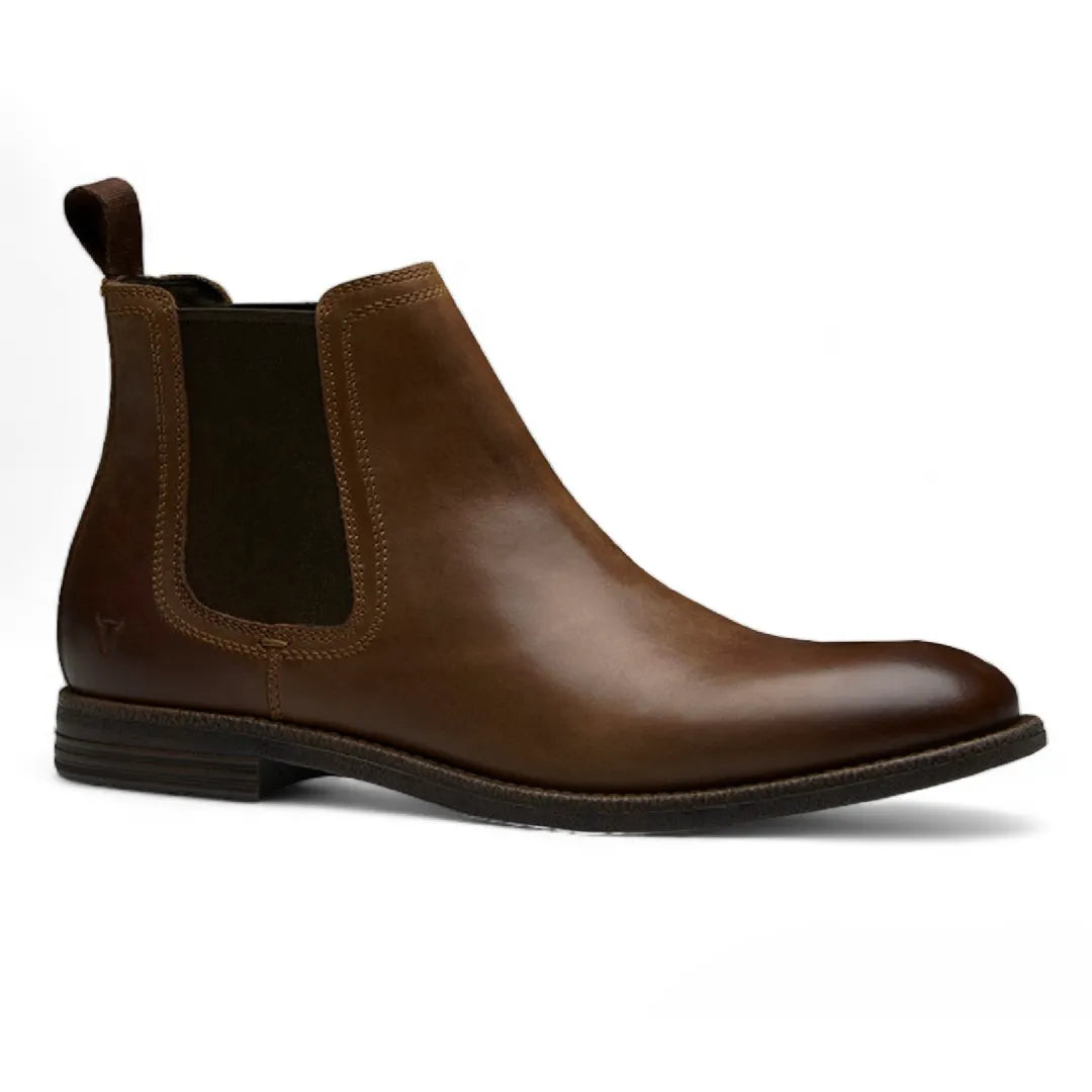 Sergio - Botas Chelsea Masculinas de Couro Marrom Sem Cadarço