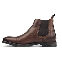 Sergio - Botas Chelsea Masculinas de Couro Marrom Sem Cadarço