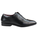 Sapatos Derby Masculinos de Couro Legítimo com Cadarço, Estilo Clássico e Elegante, Pretos.