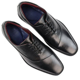 Sapatos Derby Masculinos de Couro Legítimo com Cadarço, Estilo Clássico e Elegante, Pretos.