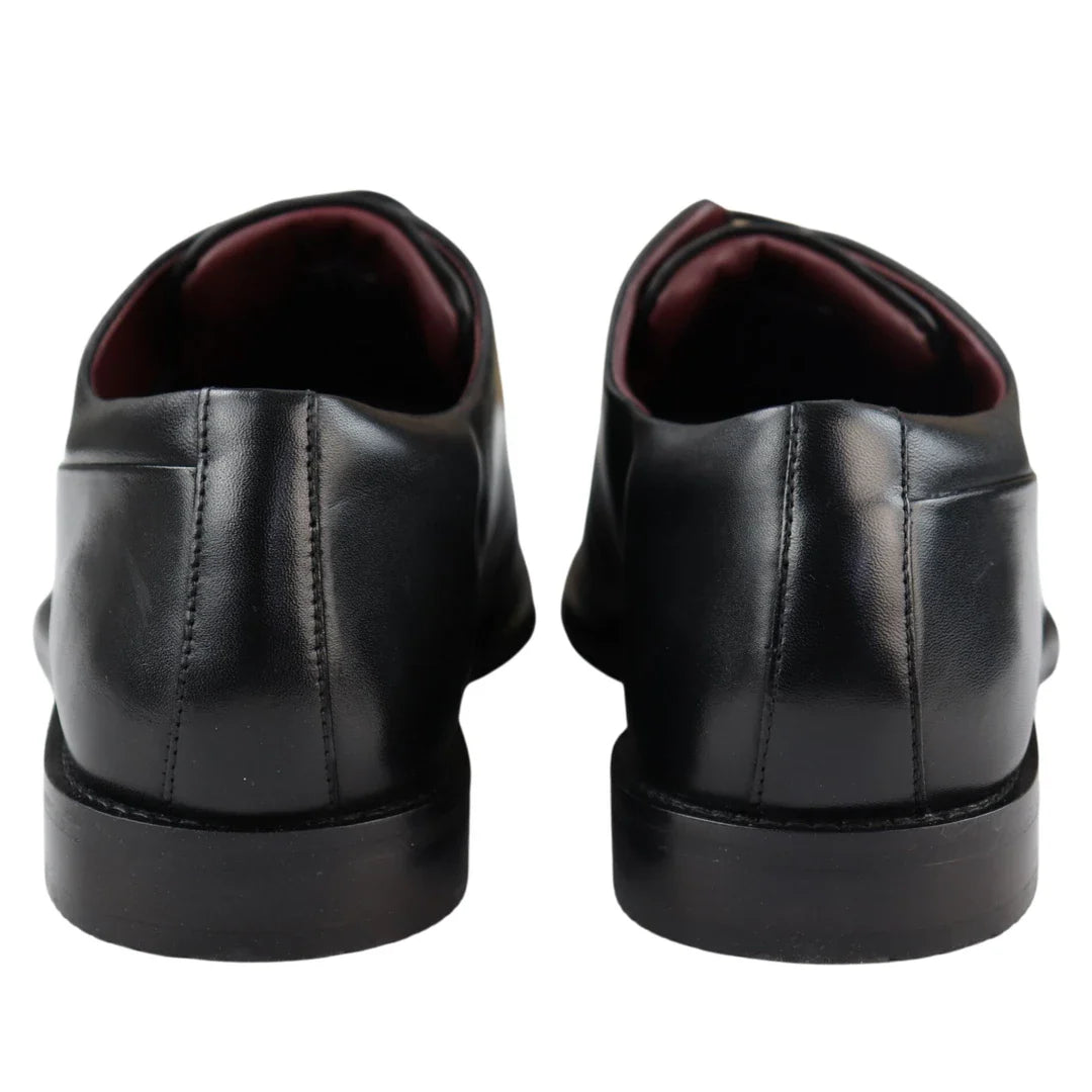 Sapatos Derby Masculinos de Couro Legítimo com Cadarço, Estilo Clássico e Elegante, Pretos.