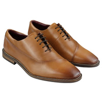 Sapatos Derby Masculinos de Couro Legítimo com Cadarço, Elegantes e Clássicos em Tons de Marrom Claro.