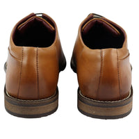 Sapatos Derby Masculinos de Couro Legítimo com Cadarço, Elegantes e Clássicos em Tons de Marrom Claro.