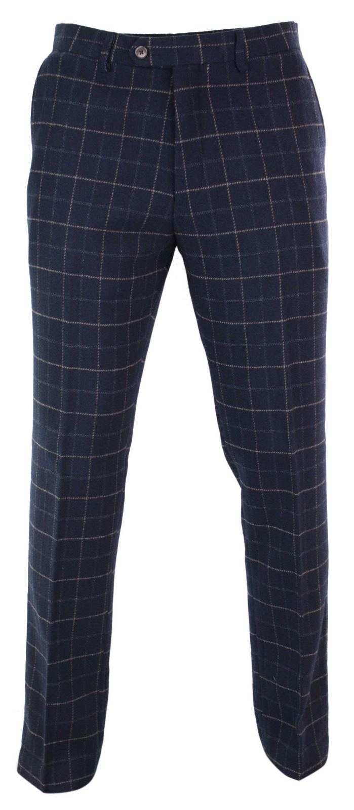 Cavani Shelby - Calças Clássicas Masculinas em Tweed Xadrez Vintage Peaky Blinders