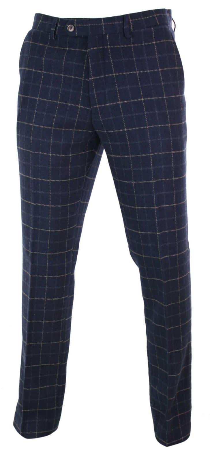 Cavani Shelby - Calças Clássicas Masculinas em Tweed Xadrez Vintage Peaky Blinders