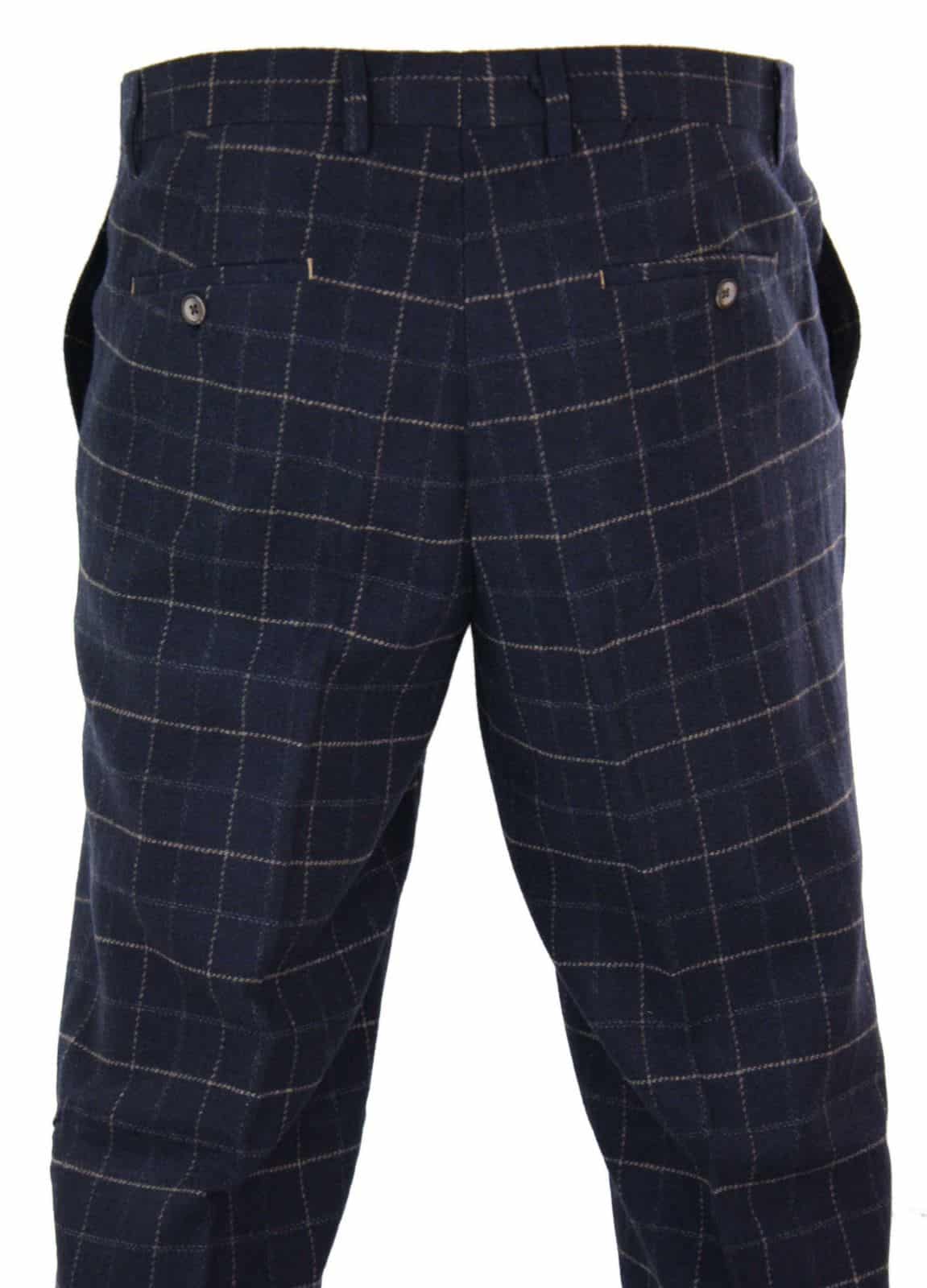 Cavani Shelby - Calças Clássicas Masculinas em Tweed Xadrez Vintage Peaky Blinders