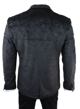 Terno masculino Marc Darcy de veludo preto com estampa paisley, 3 peças, smoking para jantar ou casamento.